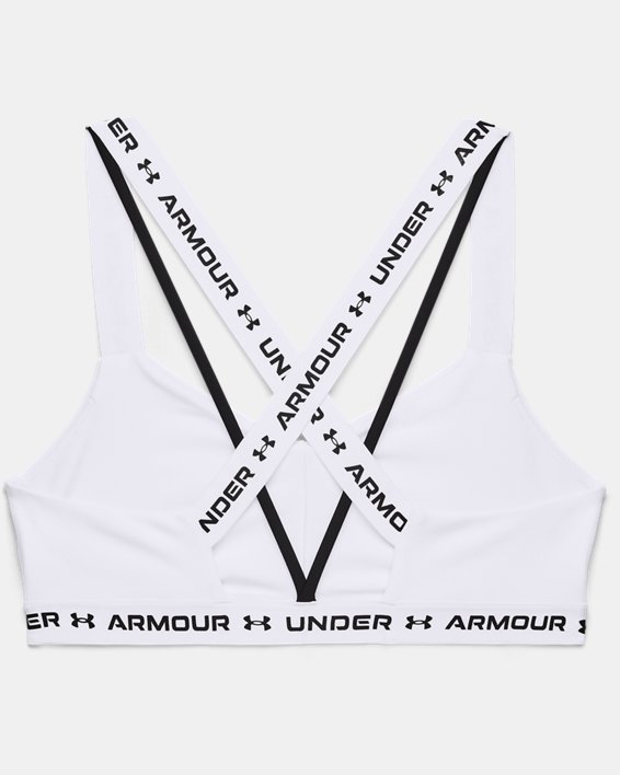 Soutien-gorge de sport à dos croisé et maintien léger UA pour femme, White, pdpMainDesktop image number 9
